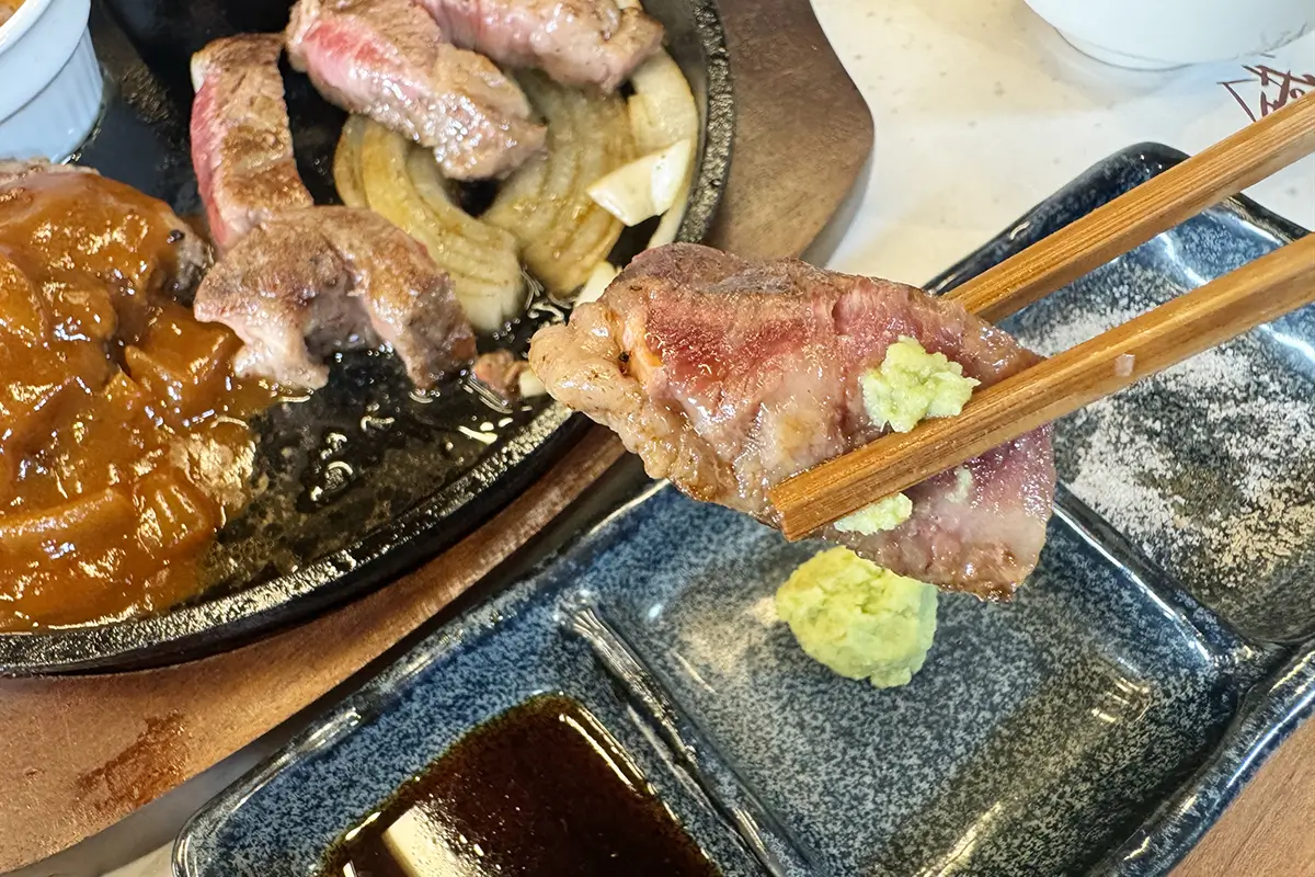 GYU-YA VILLA GYU-YAハンバーグ&氷見牛サーロインステーキコンボ 氷見牛サーロインステーキ ワサビで