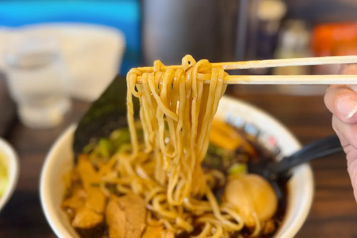 麺家いろは 射水本店 富山ブラック味玉ラーメン 麺